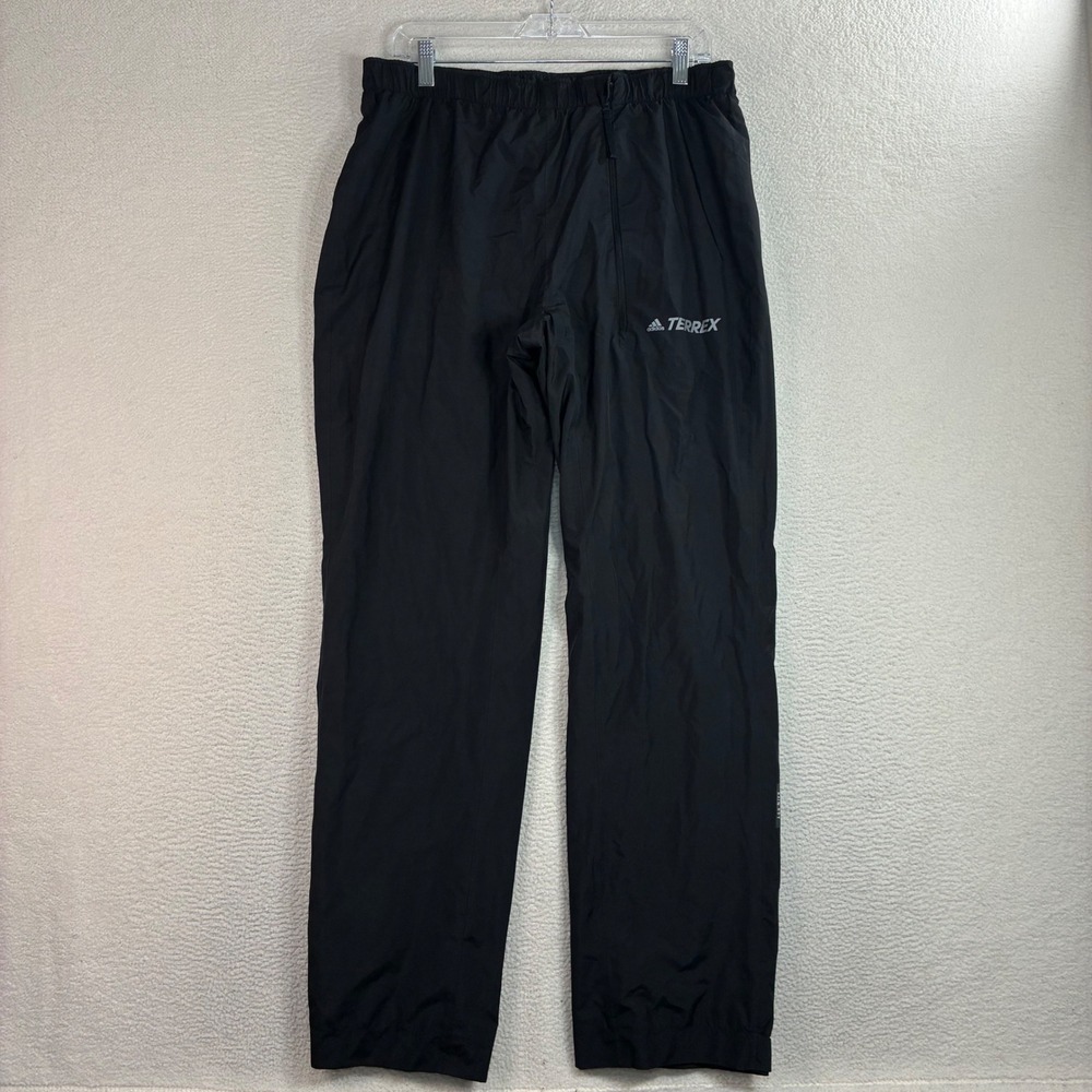 Adidas Terrex Pants Men M Black Windbreaker Waterproof Rain Hiking Outdoor Nylon